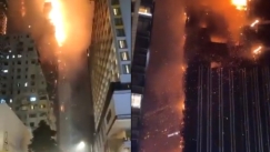Μεγάλη φωτιά σε ουρανοξύστη στη Κίνα: Συγκλονιστικά πλάνα από το σημείο (vid)