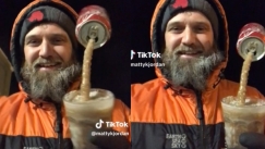 Η στιγμή που άνδρας προσπαθεί να πιει αναψυκτικό στην Ανταρκτική (vid)