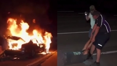 Τον έσωσε την τελευταία στιγμή: Συγκλονιστικό βίντεο δείχνει την διάσωση ενός ανθρώπου μέσα από αυτοκίνητο που είχε τυλιχτεί στις φλόγες (vid)