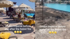 Φωτιά στη Ρόδο: Βίντεο στο TikTok δείχνει το «πριν» και το «μετά» της πισίνας ενός ξενοδοχείου (vid)
