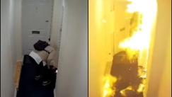 Η συγκλονιστική στιγμή που μια γυναίκα βάζει βόμβα έξω από το διαμέρισμα του πρώην της (vid)