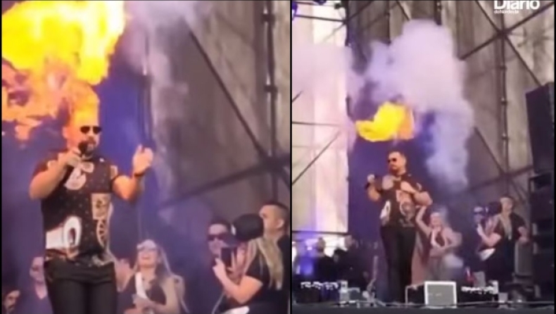 Βραζιλιάνος τραγουδιστής άρπαξε φωτιά από τα εφέ της σκηνής την ώρα της συναυλίας (vid)