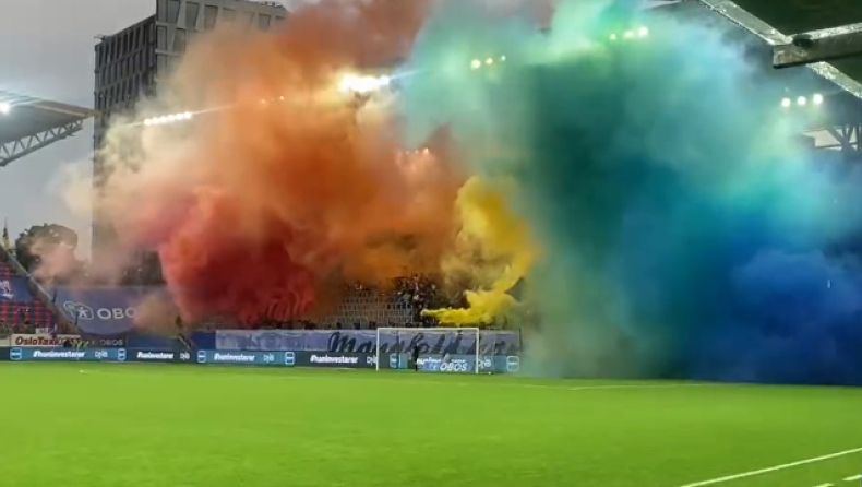 Βαλερένγκα: Οι οπαδοί άναψαν καπνογόνα στα χρώματα του ουράνιου τόξου μετά τη φονική επίθεση σε γκέι μπαρ στο Όσλο (vid)