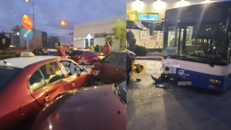 Τροχαίο στην Χαλκίδα: Λεωφορείο προσέκρουσε σε οκτώ ταξί!