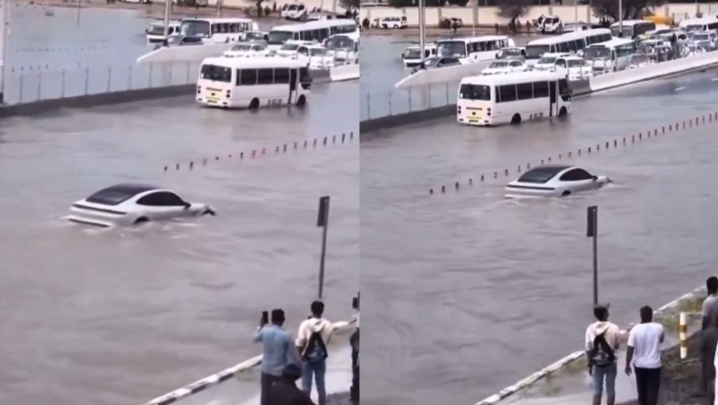 Ντουμπάι: Ηλεκτρική Porsche κολύμπησε και βγήκε στην... απέναντι όχθη (vid)