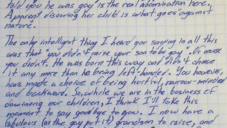 Απίστευτο γράμμα παππού για τον γκέι εγγονό του!