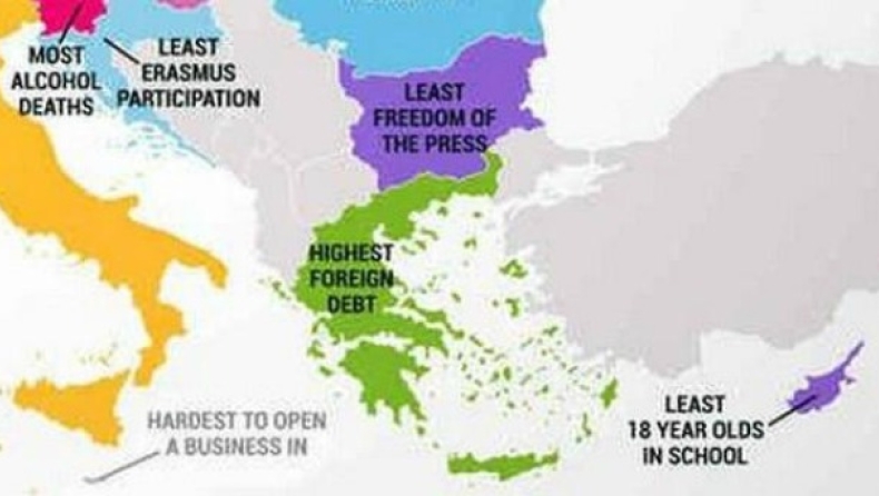 Χάρτης των... στραβών: Που είναι χειρότερη η Ελλάδα
