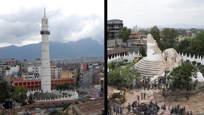 Νεπάλ: Εικόνες σοκ από το πριν και το μετά των μνημείων (pics)
