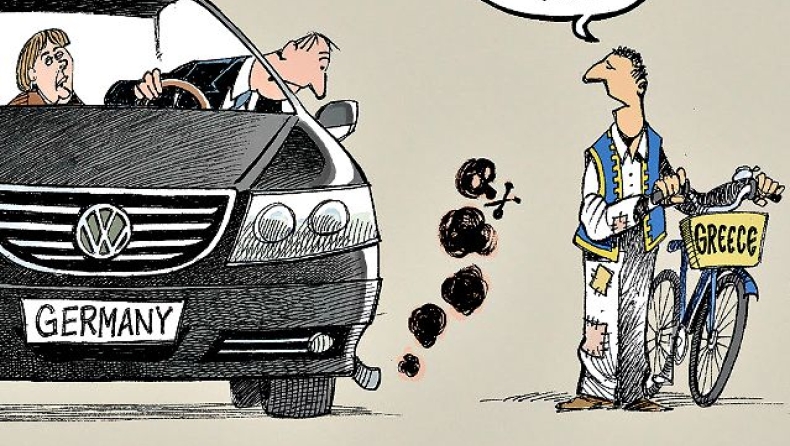 Η Ελλάδα ειρωνεύεται την Μέρκελ για την VW -Το σκίτσο των NYT για το σκάνδαλο (pic)