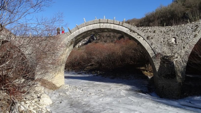 River in Epirus has frozen