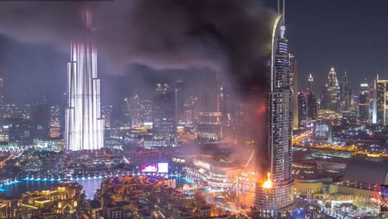 Απίστευτο βίντεο από την φωτιά στο ξενοδοχείο του Ντουμπάι (vid)