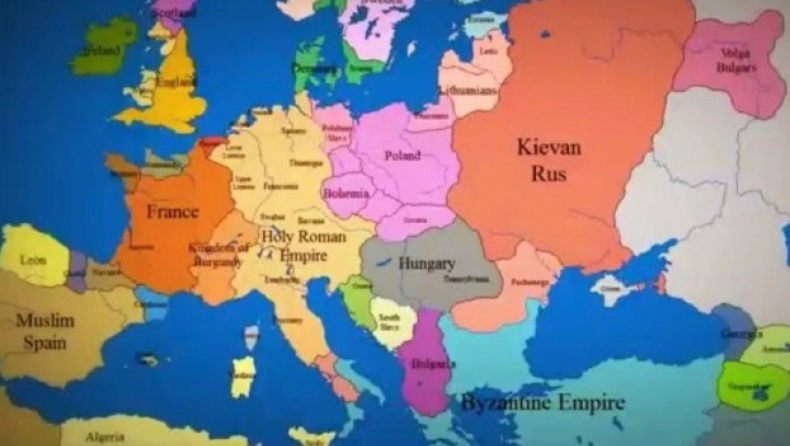 Πόσες φορές έχει αλλάξει μορφή ο χάρτης της Ευρώπης από το 1000 έως το 2003 μ.Χ.(vid)