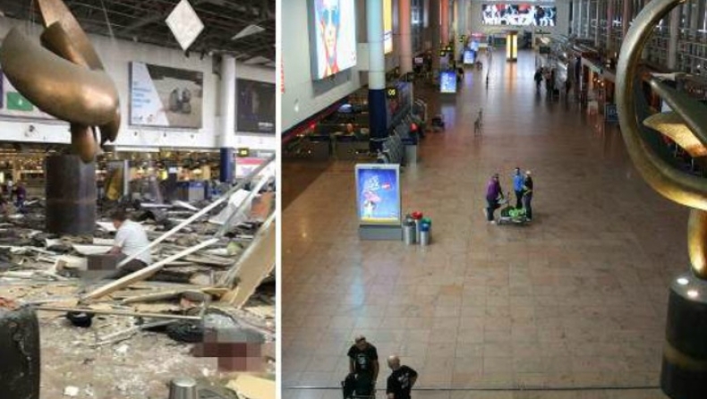 Το αεροδρόμιο των Βρυξελλών πριν και μετά τις επιθέσεις (pics)
