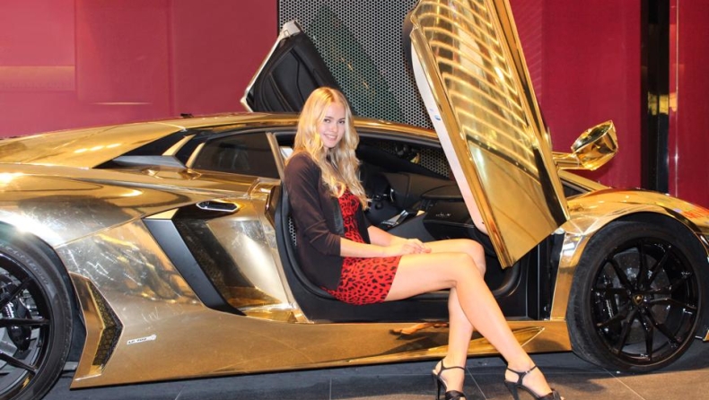 Eνα supermodel με γραφείο ενοικίασης supercars (pics)