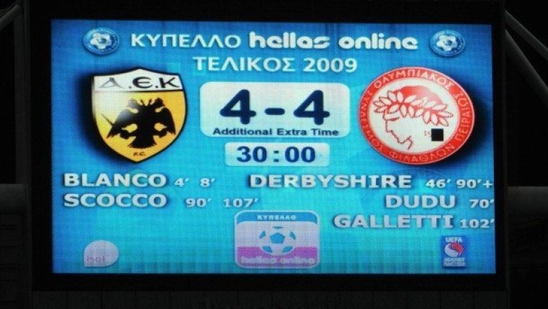 Ο καλύτερος τελικός Κυπέλλου ΑΕΚ -Ολυμπιακός το 2009 (vid)