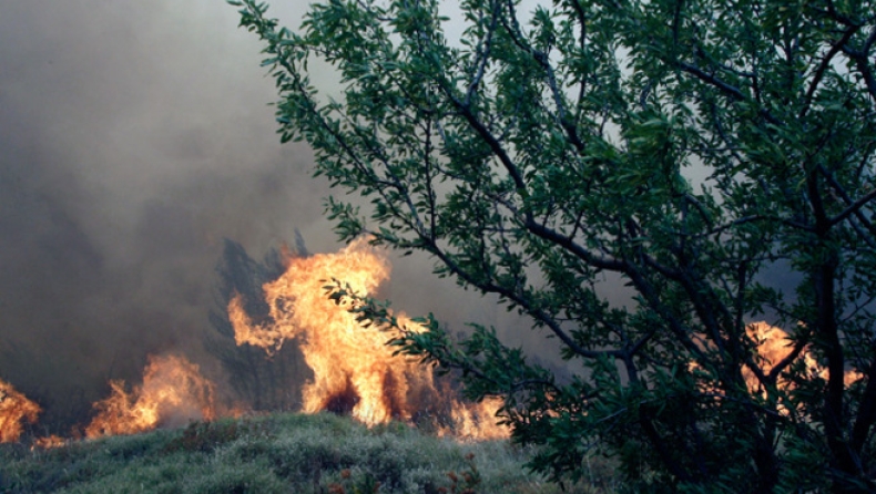 Πυρκαγιά στη Λέρο απειλεί κατοικημένες περιοχές