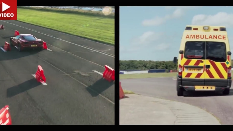 Φέτελ στο τιμόνι ασθενοφόρου vs Ferrari 488 GTB! (vid)