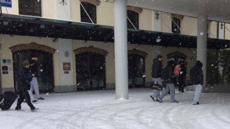 Προπόνηση στο χιονισμένο Βελιγράδι η ΑΕΚ (pics)