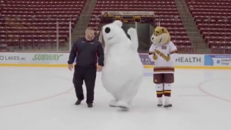 Η μασκότ πολική αρκούδα που δεν στέκεται στον πάγο! (vid)