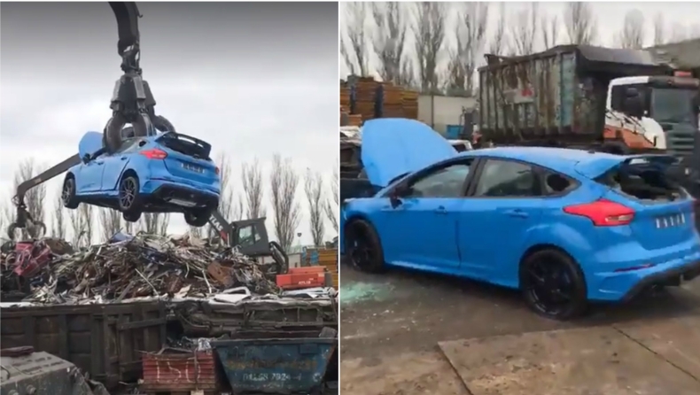 Ένα Ford Focus RS στο δρόμο για την πρέσα (vid)