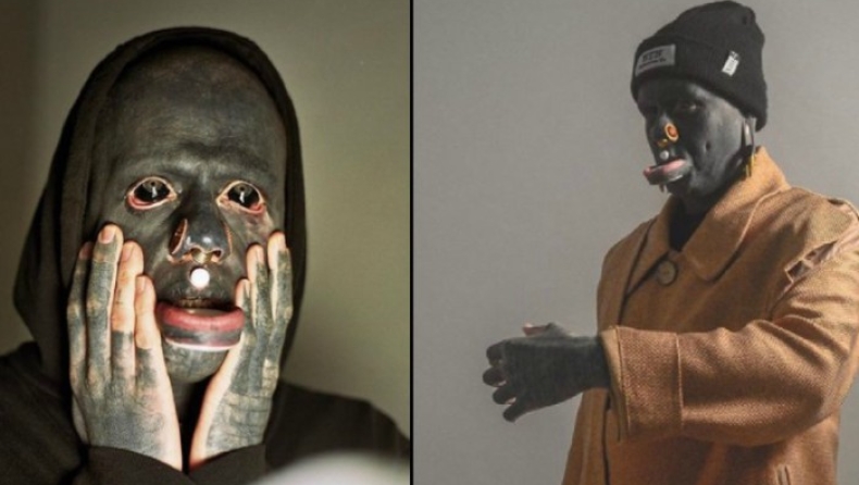 Ένας tattoo artist κάλυψε όλο το σώμα του με μαύρο μελάνι, ακόμα και τα μάτια του (pics & vids)