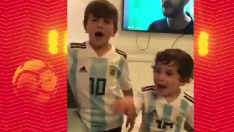 Οι γιοι του Μέσι φωνάζουν συνθήματα της Αργεντινής, φορώντας πάνες (vid)