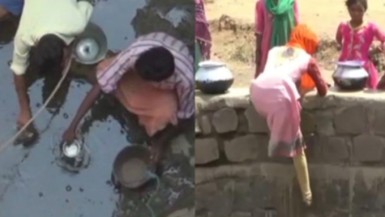 Στην Ινδία κάνουν κατάβαση σε πηγάδια για να βρουν λιγοστό και βρώμικο νερό (vid)