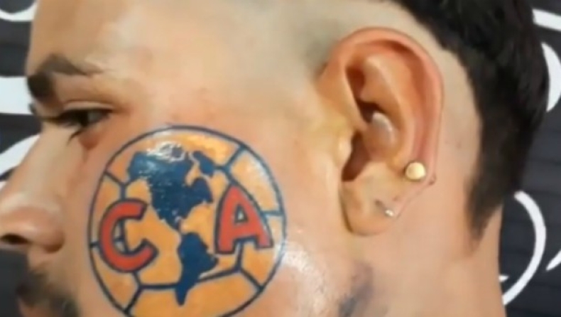 Εκανε tattoo στο πρόσωπο το σήμα της ομάδας του! (pic)