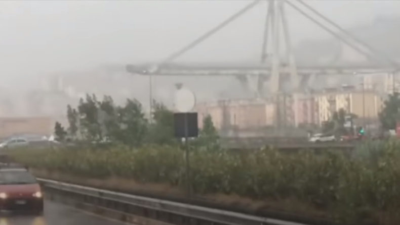 Η στιγμή της κατάρρευσης της γέφυρας στη Γένοβα: «Ω, Θεέ μου» (vid)