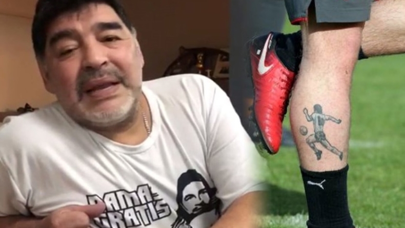 Ο Μαραντόνα έστειλε μήνυμα σε διεθνή Αργεντινό που έχει τατουάζ με τη μορφή του! (vid)