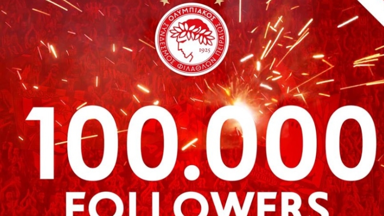 Ολυμπιακός: Η πρώτη ελληνική ομάδα με 100.000 followers (pic)