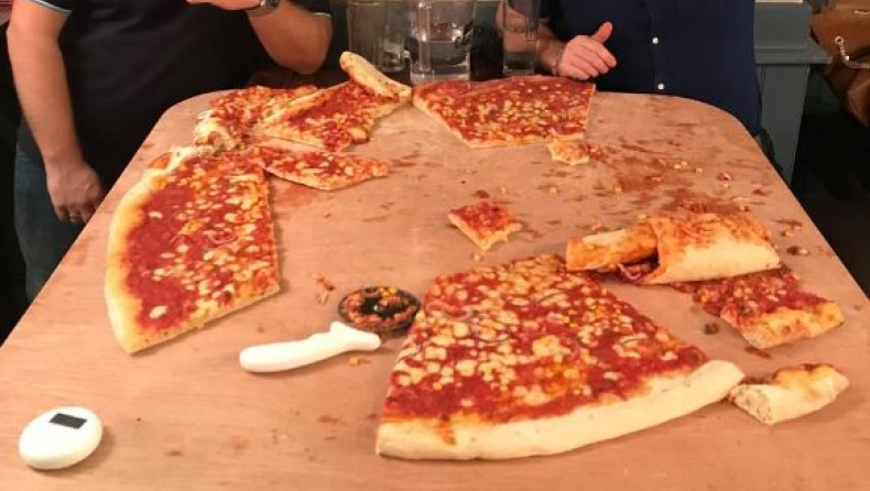 Μπορείς να φας μία πίτσα που έχει διάμετρο 101 πόντους σε μισή ώρα; (pic & vid)
