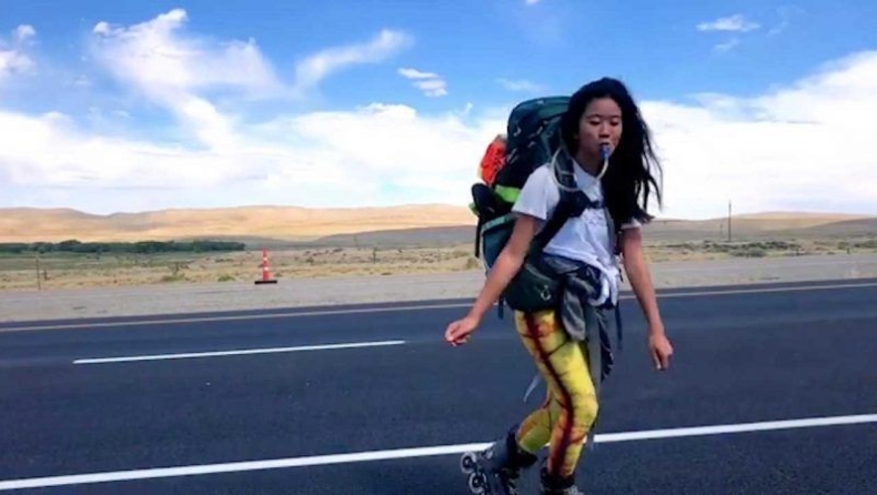 Μία 23χρονη έκανε 6.500 χιλιόμετρα με ρόλερ μπλέιντ (vid)