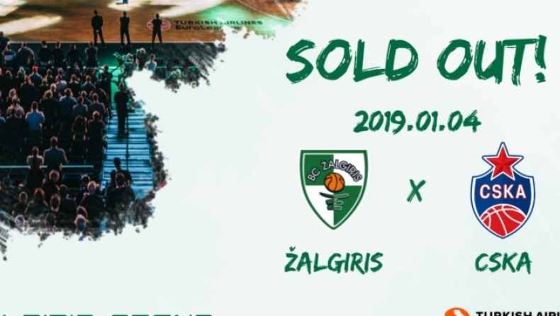 Sold out το Ζαλγκίρις - ΤΣΣΚΑ, 29 μέρες πριν το τζάμπολ! (pic)