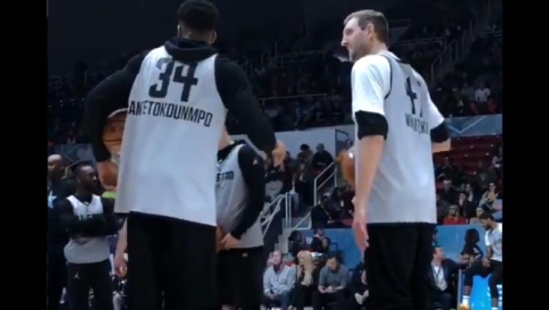 NBA All Star Game 2019: Ο Αντετοκούνμπο έδειξε στον Νοβίτσκι πως να σουτάρει (vid)