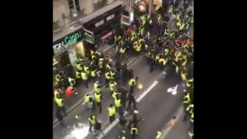 Κίτρινα Γιλέκα: «Εμφύλιος» μεταξύ ακροδεξιών κι αντιφασιστών διαδηλωτών στη Λυών (vid)