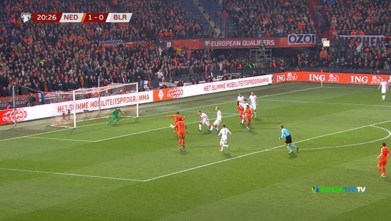 Ολλανδία-Λευκορωσία: Ο Βαϊνάλντουμ το 2-0 για τους Οράνιε! (vid)