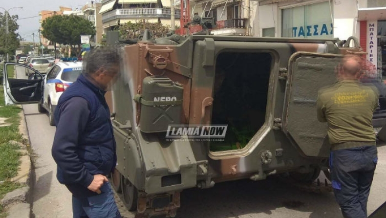 Αρμα μάχης «έμεινε» στη μέση του δρόμου στη Χαλκίδα (pics)