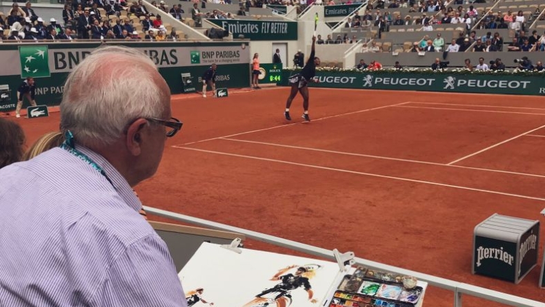 Roland Garros: Ο αγώνας της Σερένα πηγή έμπνευσης για ζωγράφο στην εξέδρα!