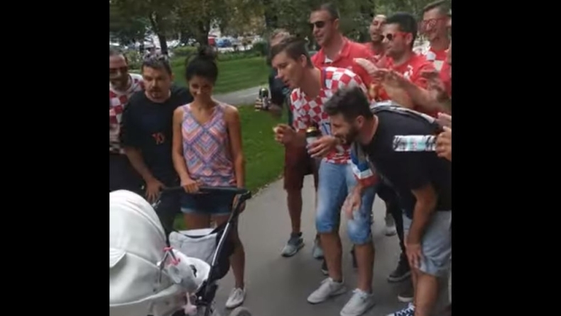 Κροάτες οπαδοί νανουρίζουν μωράκι στη Σλοβακία (vid)