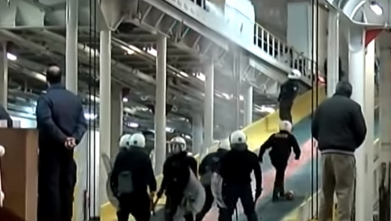 Video από τα επεισόδια μετά το ΟΦΗ-Ολυμπιακός: Τα ΜΑΤ μπήκαν μέσα στο καράβι (vid)