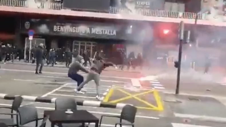 Βαλένθια - Μπαρτσελόνα: Άγρια επεισόδια οπαδών στους δρόμους! (vid)