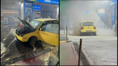 Αναστάτωση στην Αγία Παρασκευή: Οδηγός μπήκε με φλεγόμενο αμάξι σε βενζινάδικο στη Μεσογείων 
