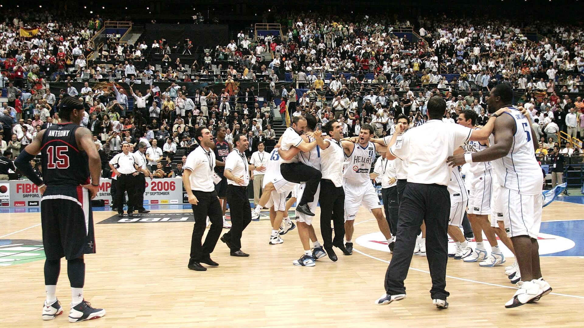 Οι παίκτες της Ελλάδας πανηγυρίζουν