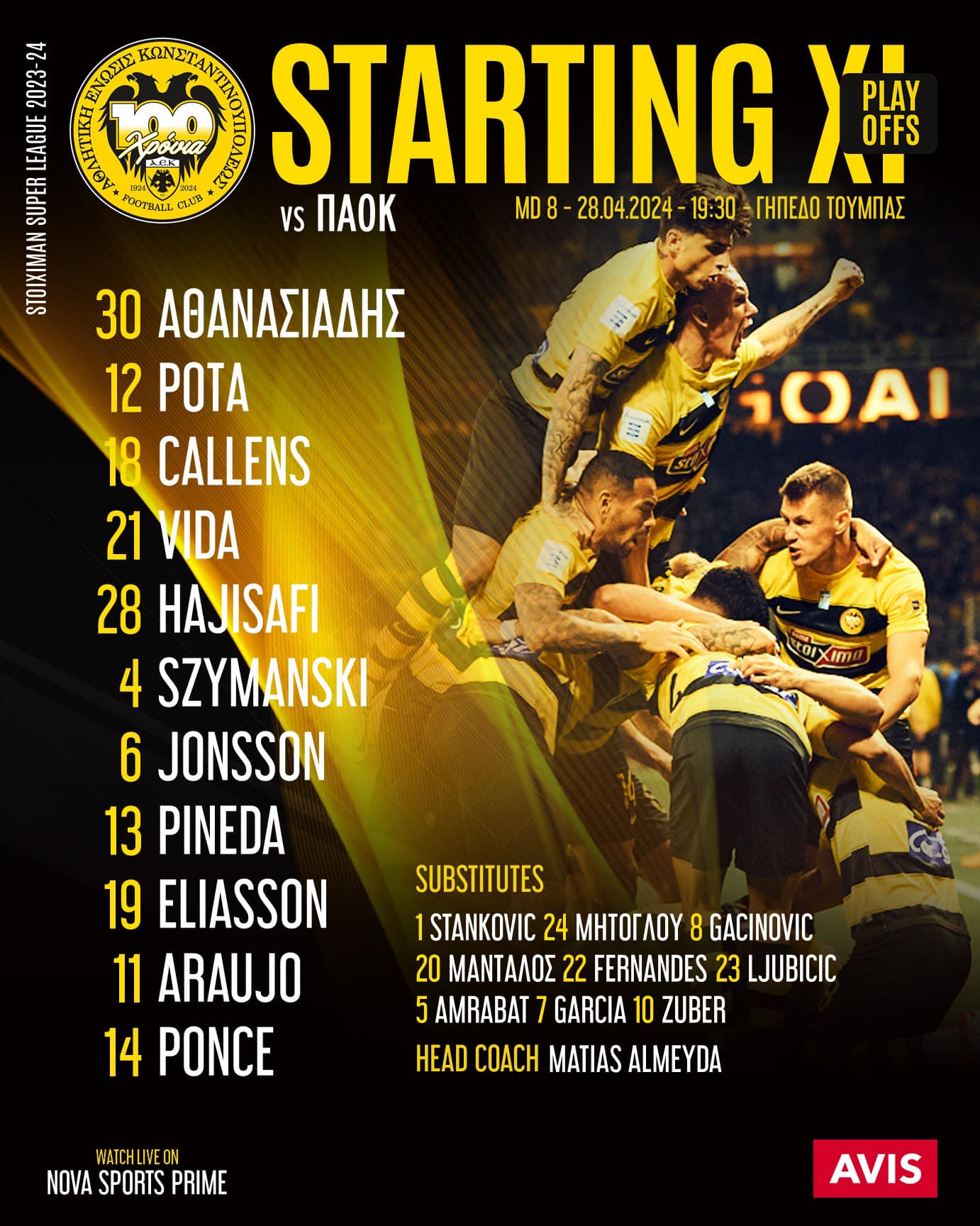 Η ενδεκάδα της ΑΕΚ