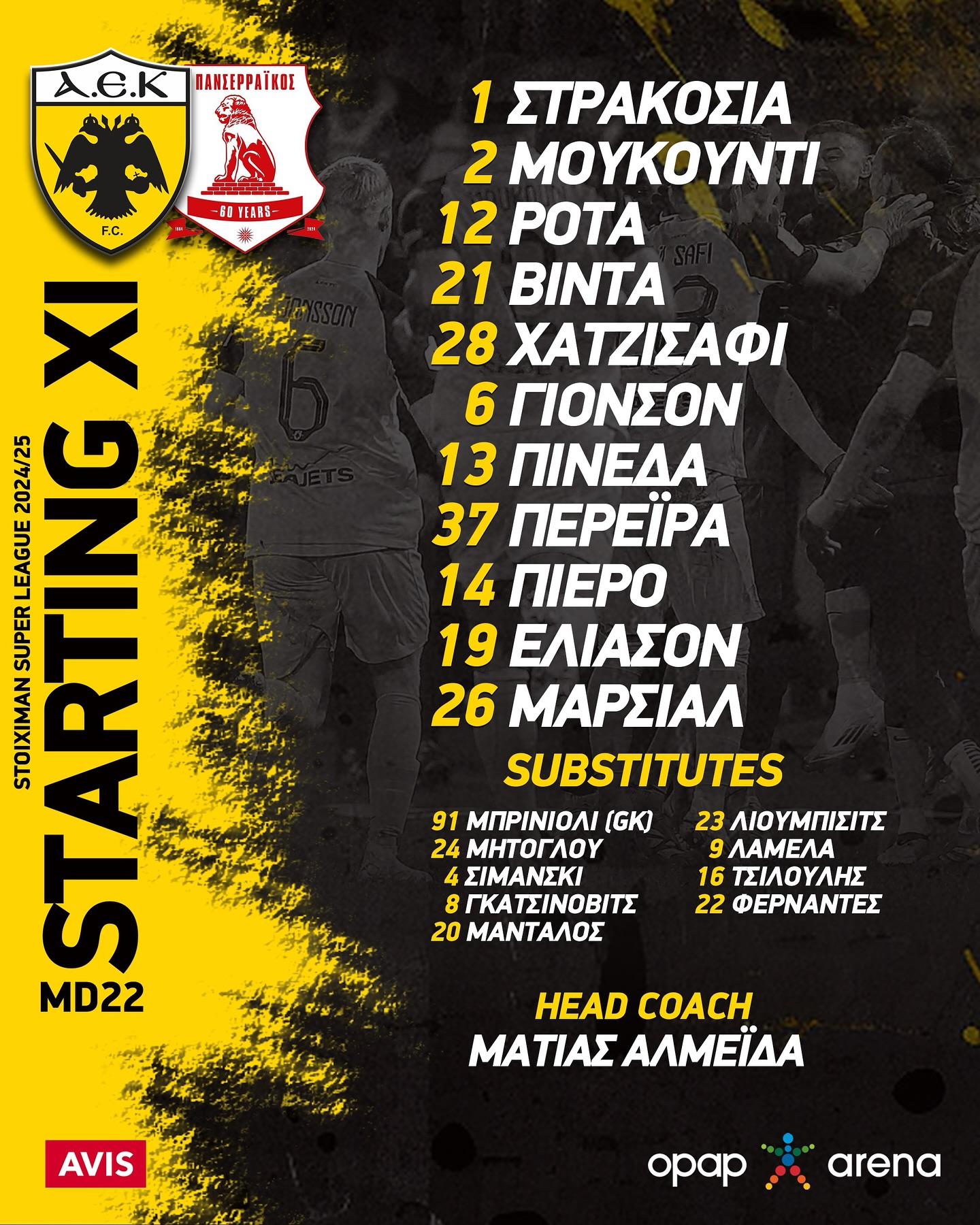 Η ενδεκάδα της ΑΕΚ