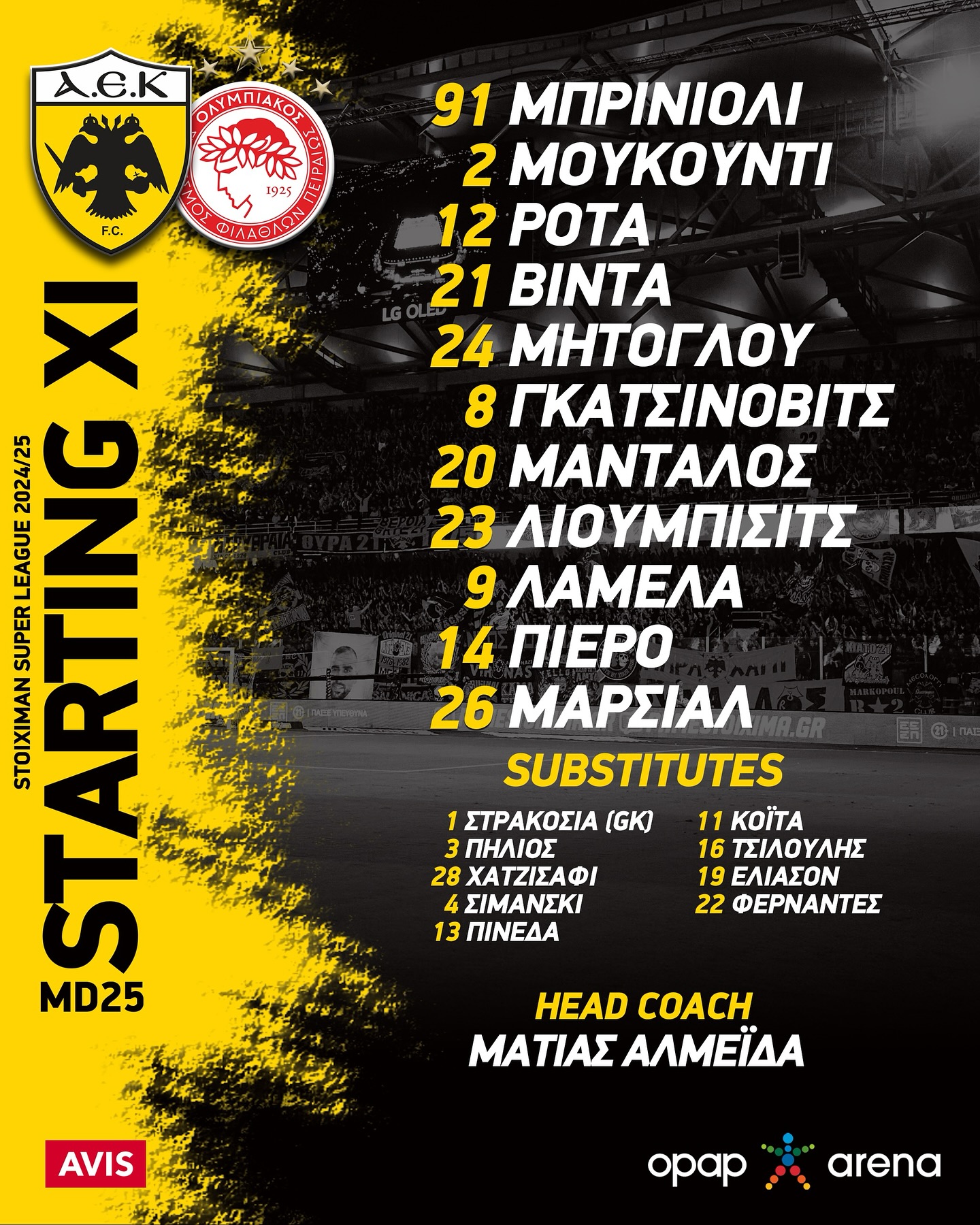 Ενδεκάδα ΑΕΚ