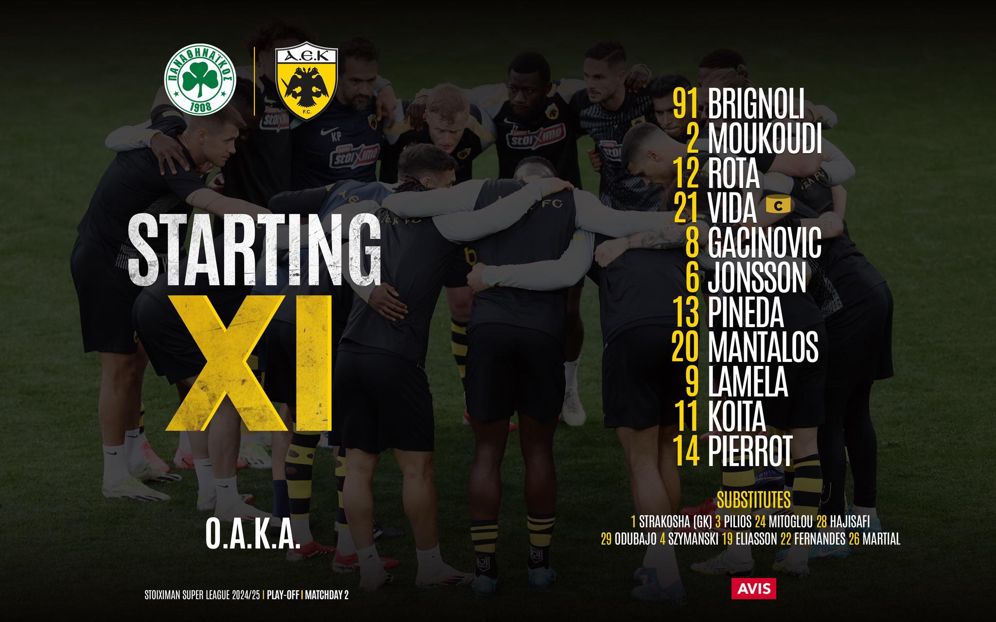 Η ενδεκάδα της ΑΕΚ