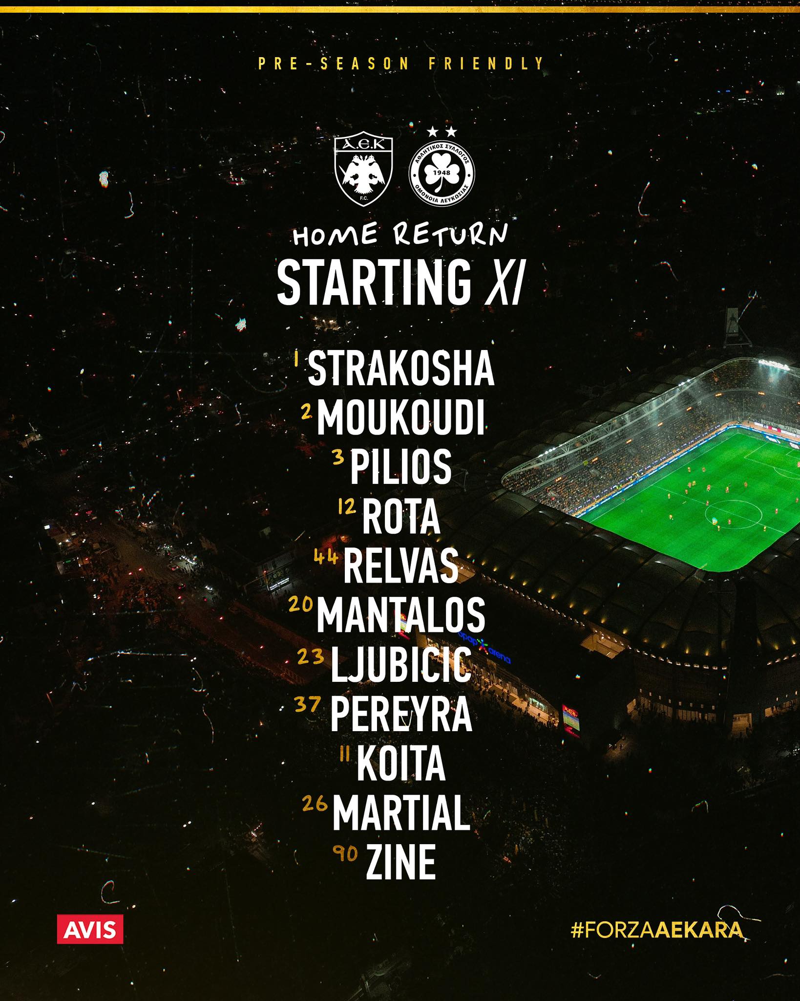 Η ενδεκάδα της ΑΕΚ