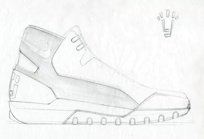 Ένα από τα πρώτα σχέδια των παπουτσιών του Τζέιμς.